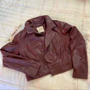 Maroon Soft Faux Leather Jacket